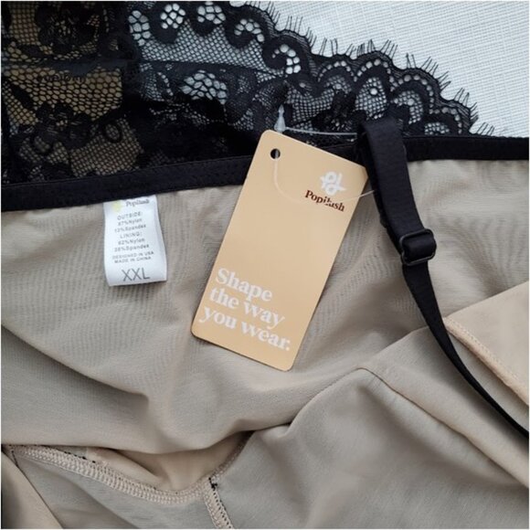 NWT Popilush Shapewear Firm Control Smoothing Full Lace Thong Bodysuit Size XXL - Picture 5 of 10